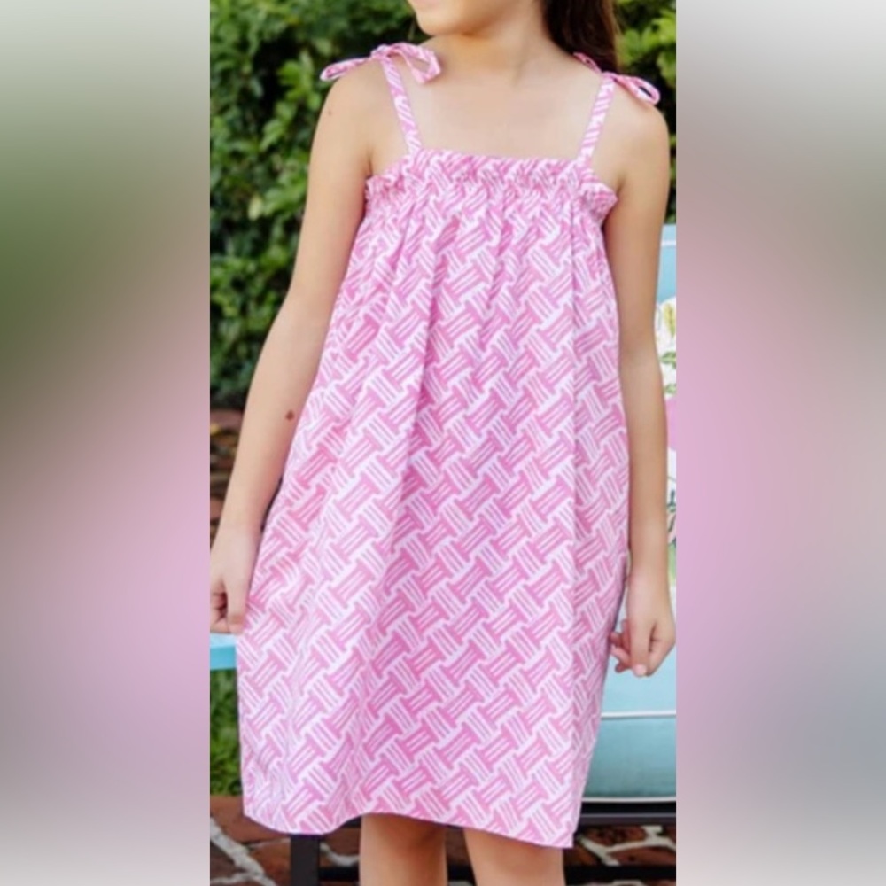 Beaufort Bonnet Company Lainey basket weave pink dress 5